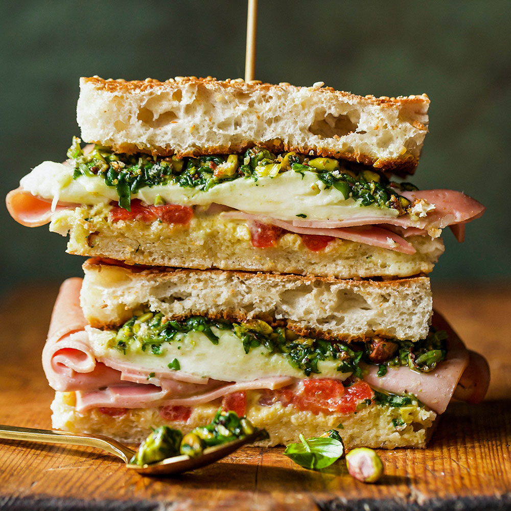 Mortadella and Pistachio Sandwich